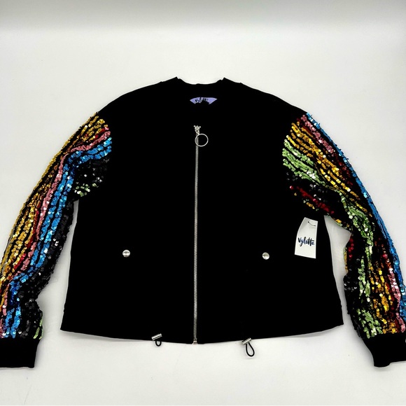 Vylette Rainbow Sequin Bomber Jacket – Size M‎ – NWT – Kohl’s – $68 MSRP - Picture 1 of 12